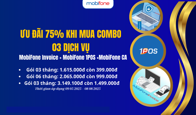 Combo chữ ký số, hóa đơn điện tử và phần mềm bán hàng trên máy tính tiền